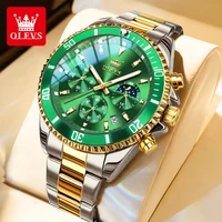 OLEVS 2870 Men's Watches Moon phase Steel Calendar Chronograph Original Quartz Watch Big Rota Dial Luxury Sports Wristwatches 1