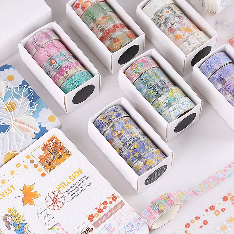 5 Rolls Kawaii Transparent Sticker Tape DIY Decorative Material Tape Sketchbook Stickers