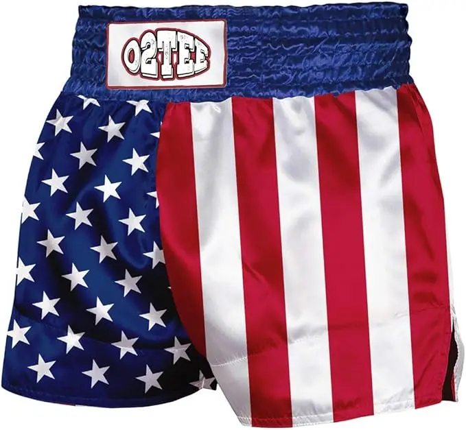 Unisex American Flag Traditional Styles Muay Thai Shorts for Men Women Training