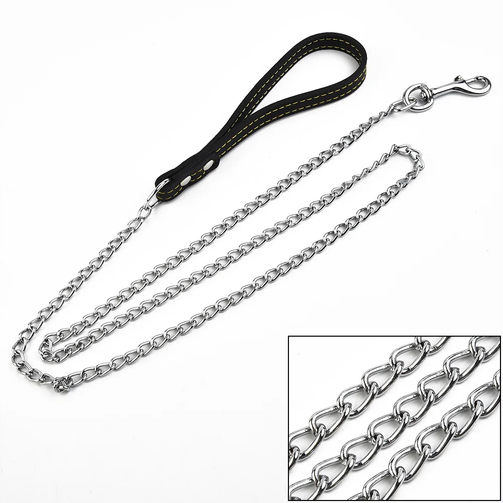 

Metal Chain Dog Lead For Small Medium Dog Chain Leash Handle Leather Style Handler Iron Chain Handle Strong Control Leash