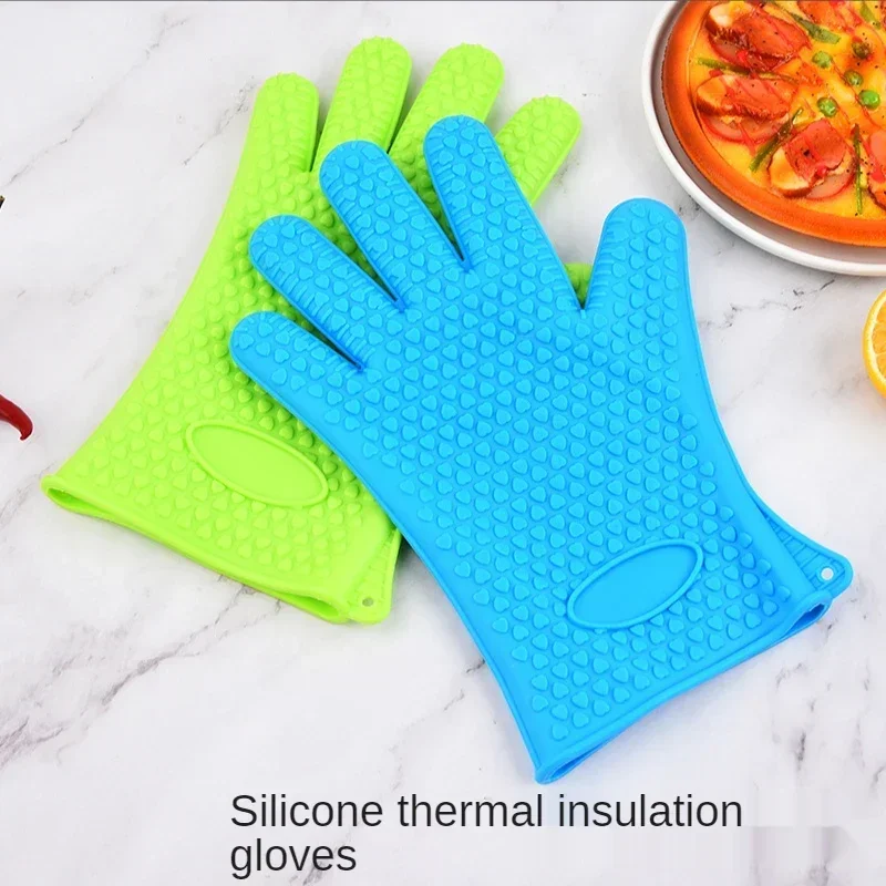 Silicone Oven Mitt Oven Gloves Heat Resistant Gloves Full Finger Hand Wrist Protection Silicone Heat Resistant Mitts New