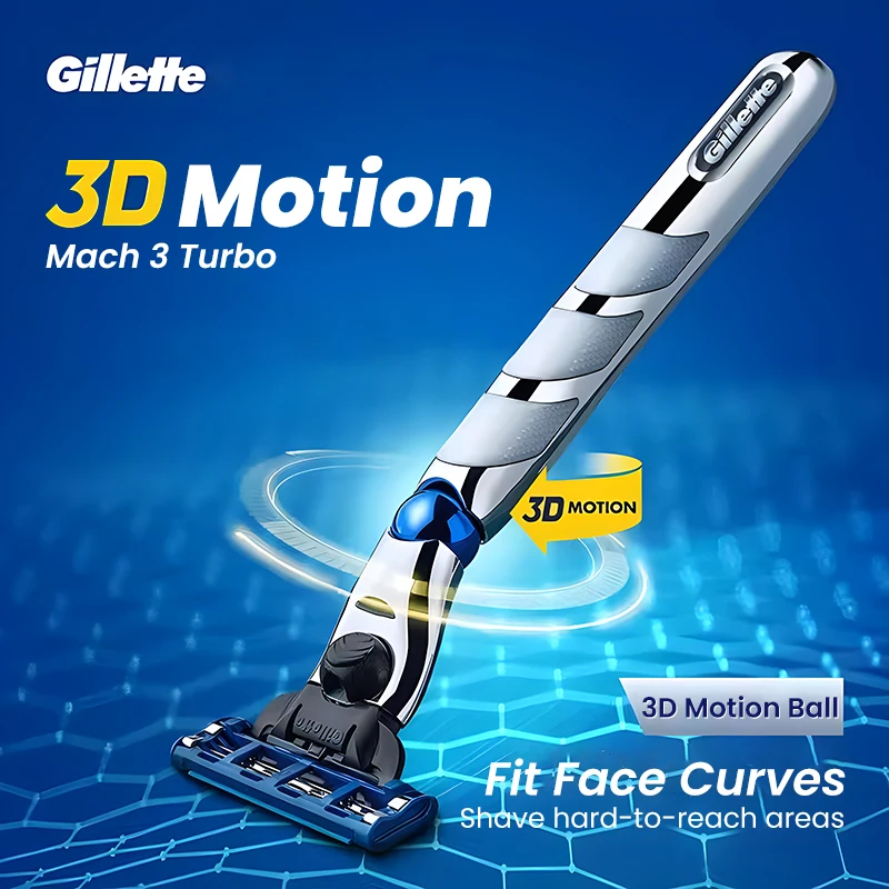 

Gillette Mach 3 Turbo Razor 3D Motion Floating Shaver Head Manual Safety Razor Face Beard Smooth and Fast Cutting Shaving Machin