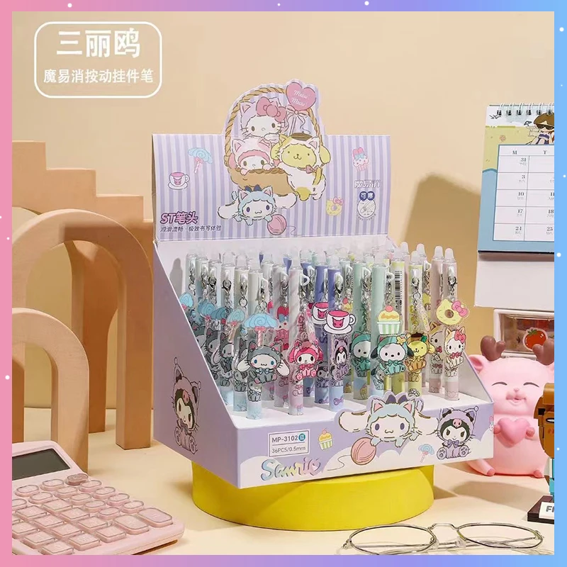 

36pcs Sanrio Kuromi Mymelody Gel Pen Anime Cartoon Kawaii Cute Student 0.5mm Blue Pen School Office Stationery Supplies Reward