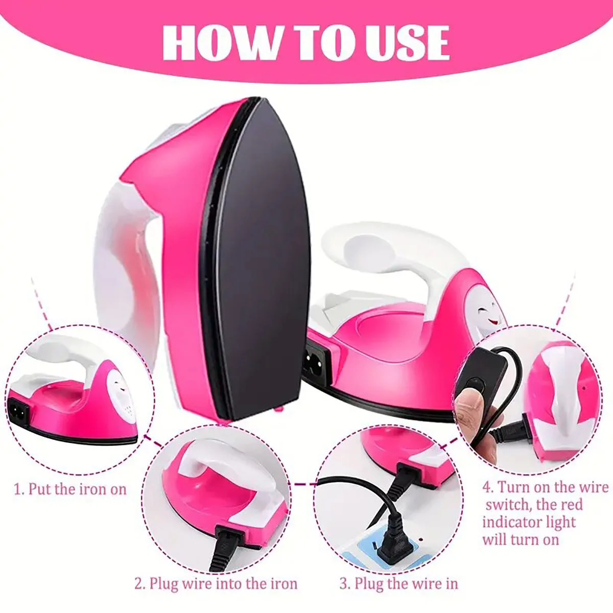 1PC Mini Iron Portable Handheld Hot Press Charging Stand Patch Clothing Accessories DIY Shoes T-shirt