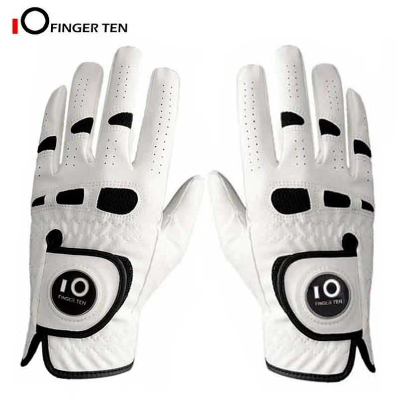 2 Pc/4 Pc Premium PU Leather Men's Golf Gloves with Ball Marker Cabretta Left Right Hand All Weather Grip Breathable 7