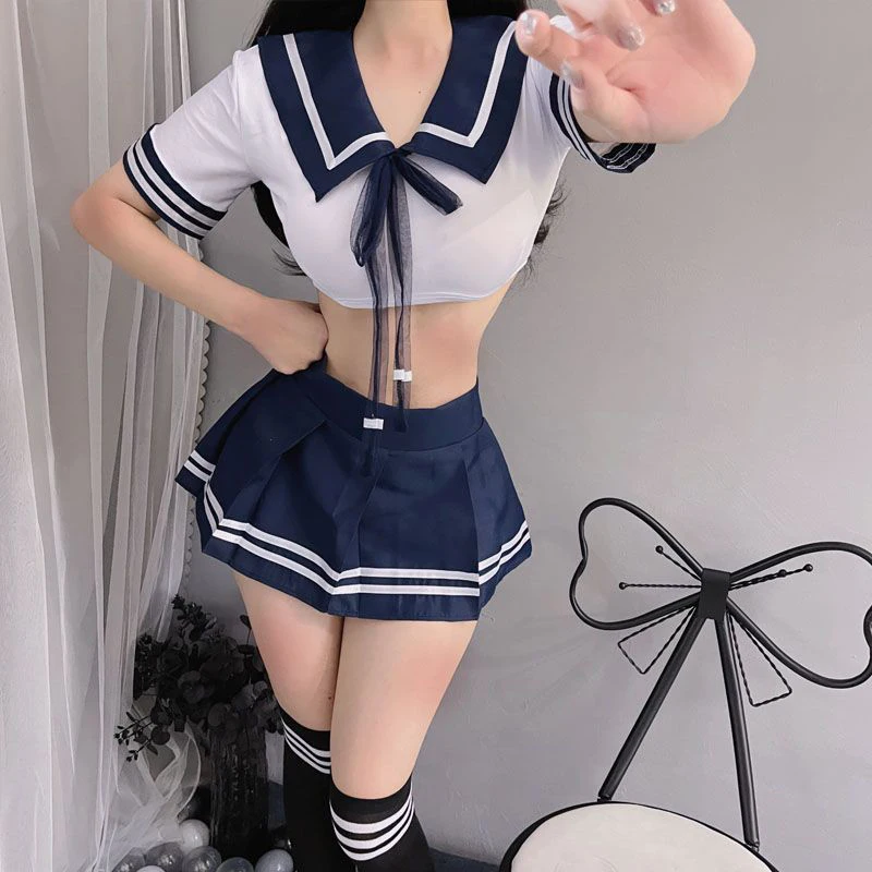 Women Cosplay Costume Cosplay Sexy Nightdress Role Play Costumes Student Uniform Anime School Girl Erotic Crotchless Lolita Underwear Dress Outfit