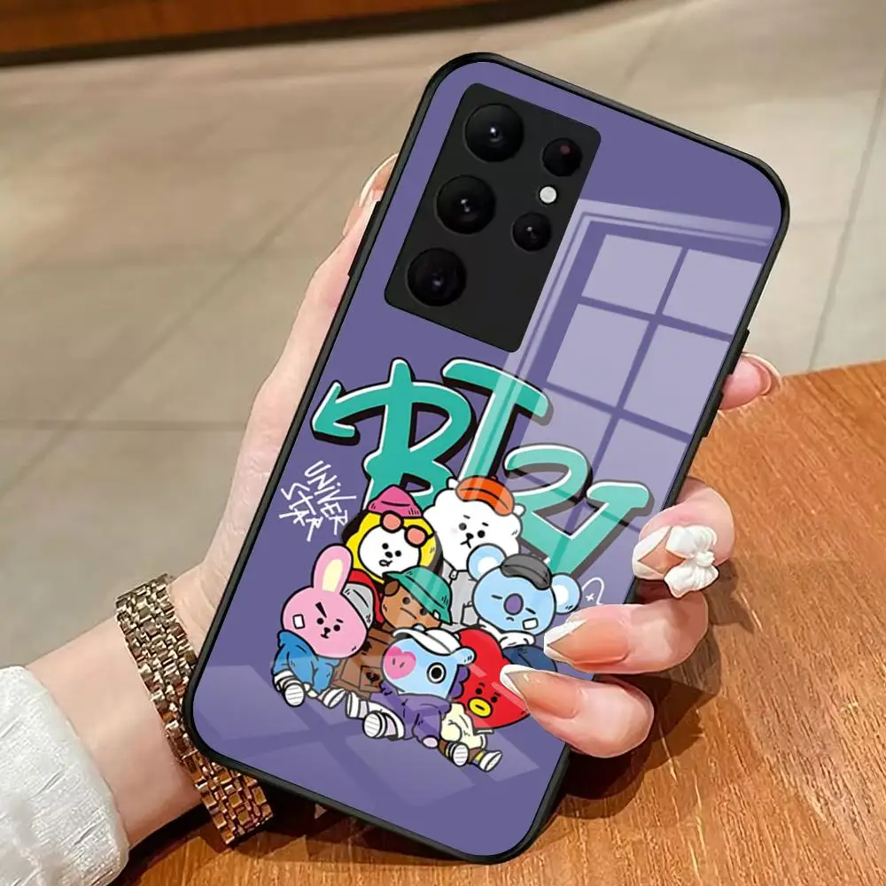 Kpop A-B-BT21-S Phone Case with Glass Cover – Sleek Design and Durable Protection