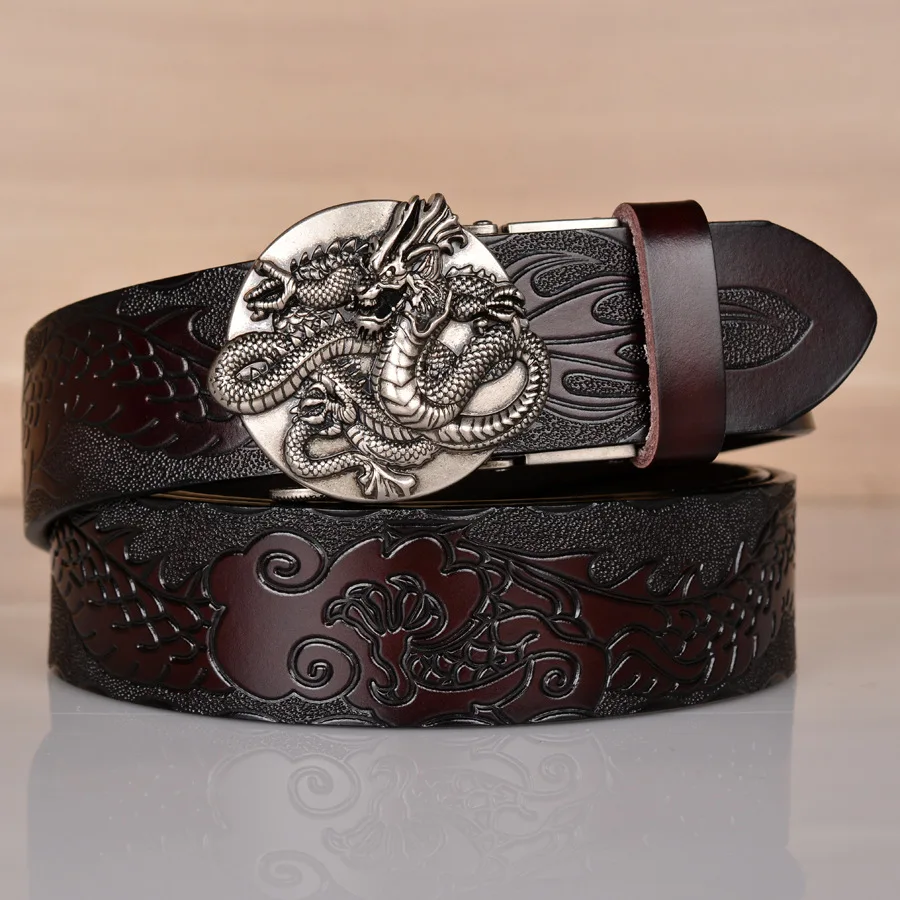 話題の人気 35mm Belt Leather Ratchet Automatic Men's New Wide 3/8 1 小物