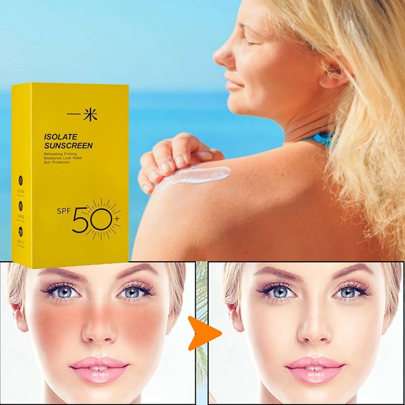 SPF50+ Sunscreen Cream Sunscreen Lotion Long-lasting UV Protection Cream Moist Refreshing SunCream Facial Sun Block Isolation