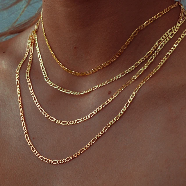 Figaro – collier chaîne à maillons en acier inoxydable, couleur or, ras du cou superposé pour femmes et filles, 14 "18" 20 "24"