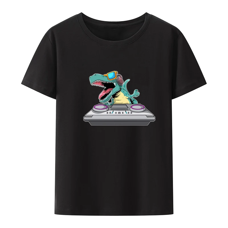 

Dinosaur DJ Cotton T-shirts Record Jockey Loose Koszulki Street Fashion Y2k Tops Graphic Tshirts for Men Men's T-shirt Leisure