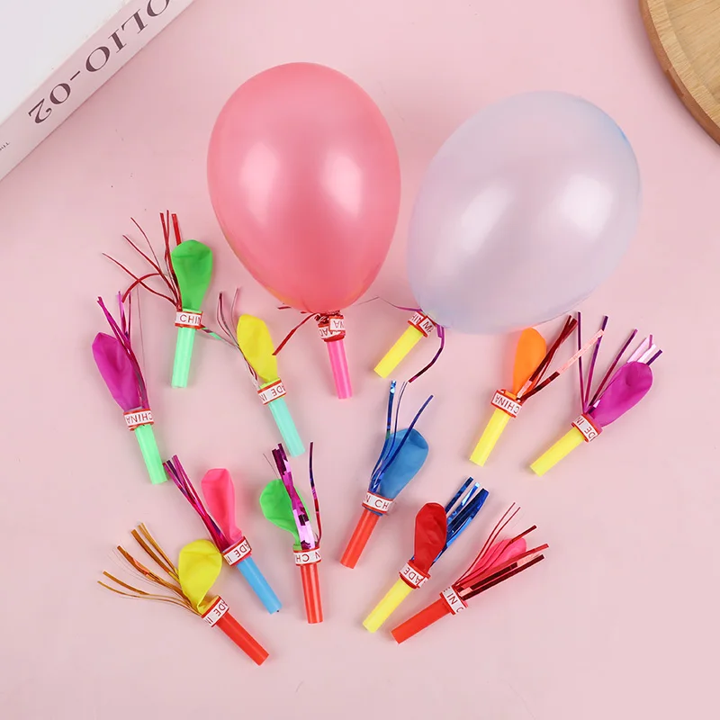 50/100Pcs Mini Blow Out Whistles with Balloon Kids Birthday Party Favors Pinata Fillers Noise Maker Christmas Boy Girl Gift Toys