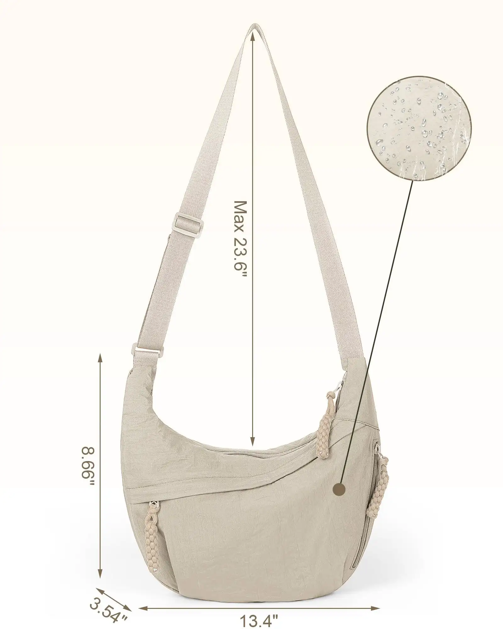 Women's Fashion Plain Colour Crossbody Hobo Bag Simple Design Women's Messenger Bag Nylon Hobos Small Shoulder Bags Vintage