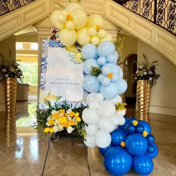 Limone addio al nubilato palloncini arco giallo limone blu Navy palloncino ghirlanda per la decorazione di compleanno di fidanzamento Baby Shower mediterraneo