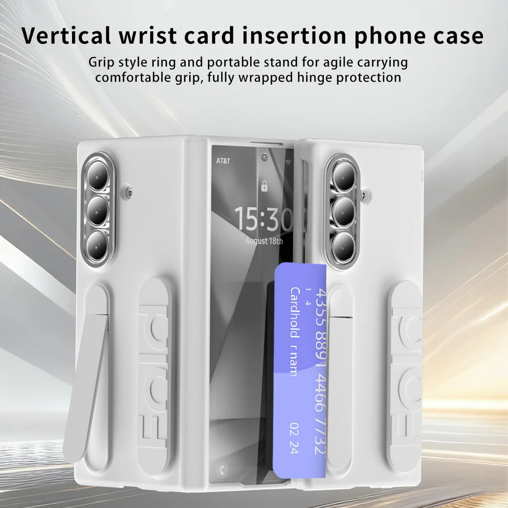 Multifunctional Wrist Strap Folding Case with Credit Card Slot and Kickstand