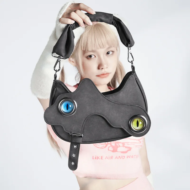 

2023 New Women's Cute Strange Cartoon Handbag Ladies Favorite Cat Shape Messenger Bag Fresh Sweet Collge Girl's Shoulder Bag