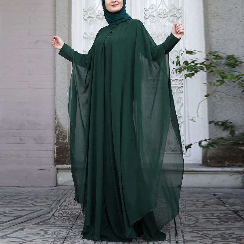 ZANZEA نساء شيفون عباية عيد مبارك فساتين إسلامية ر...