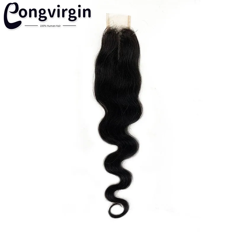 Human Hair Lace Closure 2x6 Transparent Lace Closure Middle Part Pre Plucked 100% Human Hair Body Wave Brazilian 16 Inch Hair For Black Women human hair lace closure