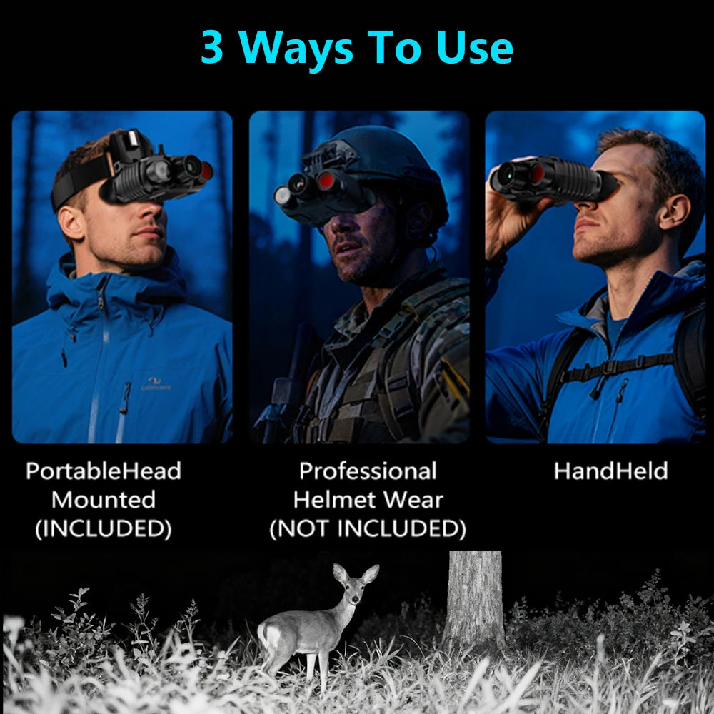 Head&Helmet Mount 4500mAh Rechargeable Night Vision Goggles Full Color Night Vis