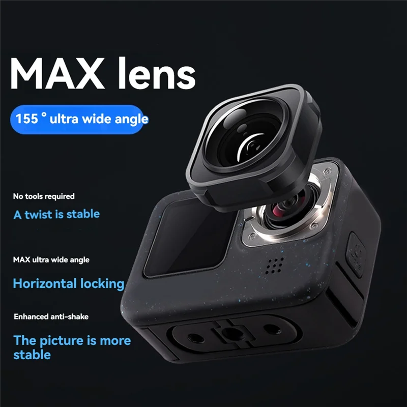 -N07R 155 °   Gopro 12, 11, 10, 9용 최대 광각 렌즈 방수 케이스 포함 방수 5M 흔들림 방지