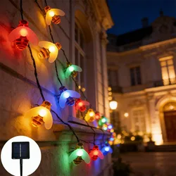Solar - Powered Honey Bee String Lights - 8 Mode LED Decorative Garden Garland for Holidays and Weddings (Multicolor)