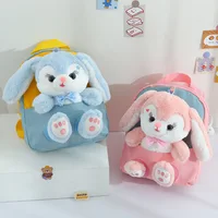 Plush 3D Rabbit Backpack for Boys Girls Kids Children SchoolBag Cute Bow Tie Cartoon School Bags Kindergarten Preschool Baby Bag 3