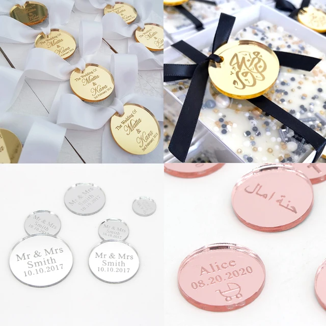 50x Real Gold Foil Name Tags Wedding Engagement Favor Tags Box Bag Gift Tags