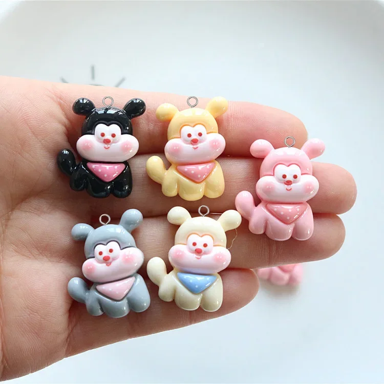 

10pcs Kawaii Cartoon Bright Small Dog Resin Charms Cute Animals Earring Keychain Pendant Diy for Jewelry Making