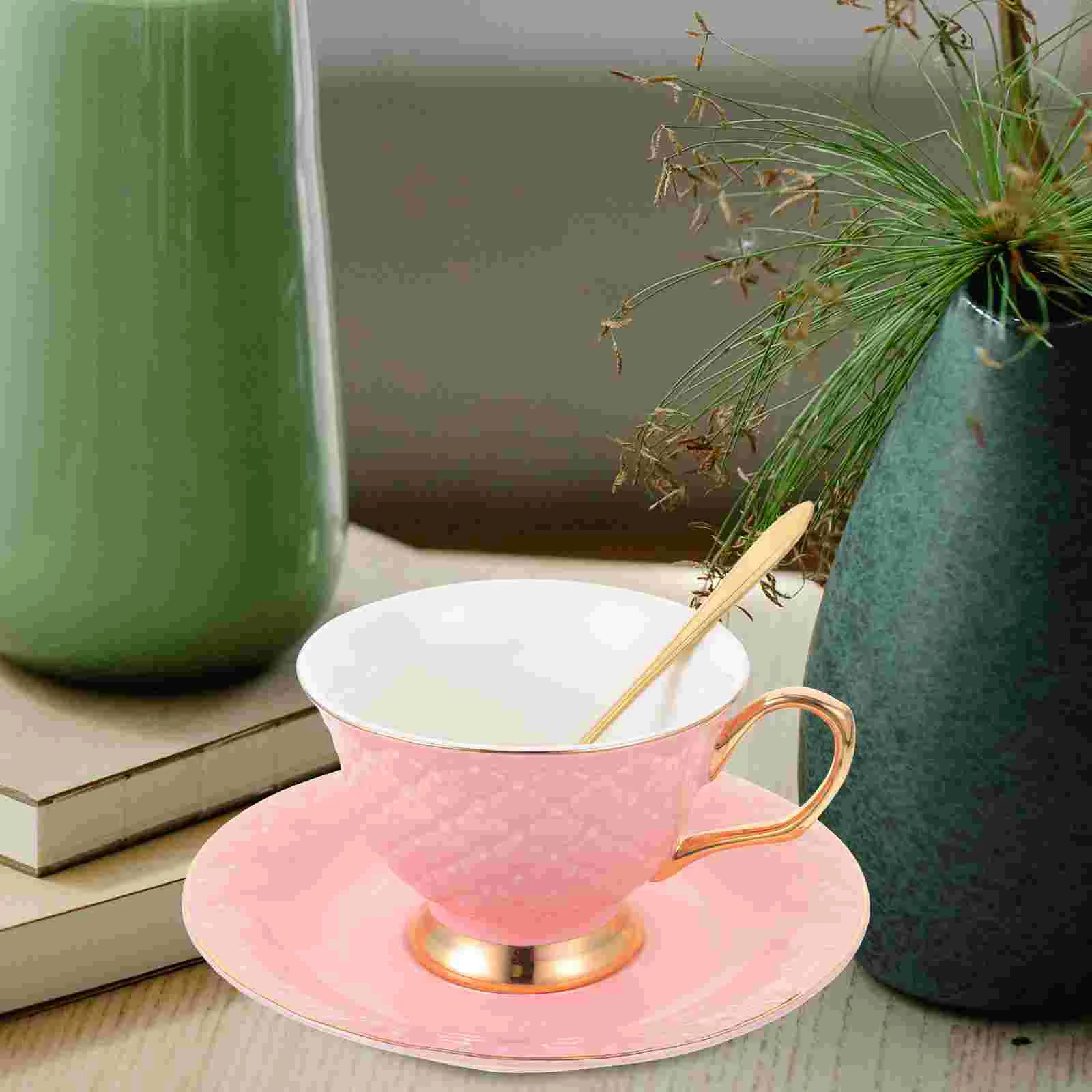 

1 Set of Ceramic Drinking Mug With Saucer Decorative Espresso Cup Reusable Ceramic Coffee Cup
