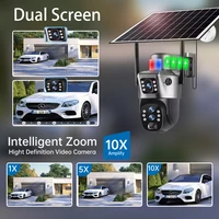 Caméra de Surveillance extérieure solaire 4G Sim 6K 12MP trois objectifs 10 Zoom numérique sans fil Cctv PTZ IP66 caméras de panneau solaire de sécurité 6