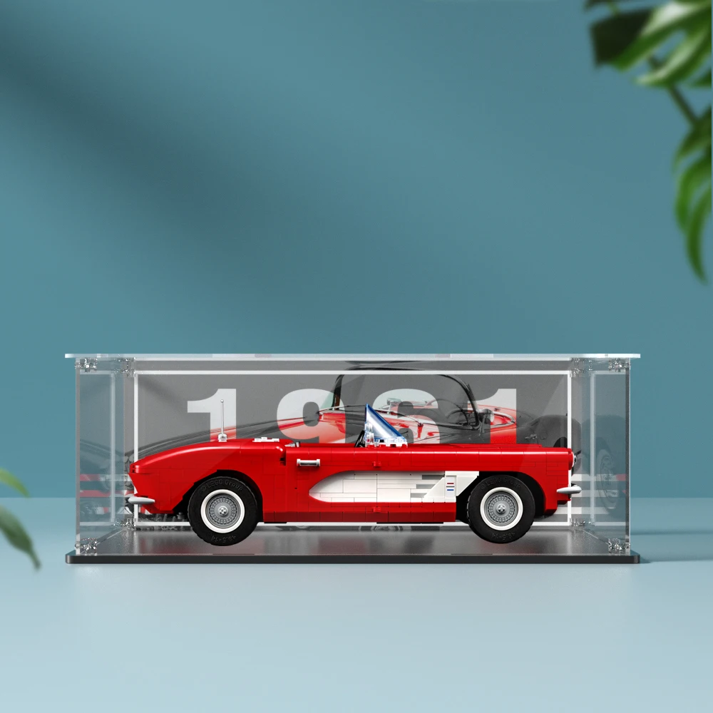 Acrylic display box for lego 10321 display case for Corvette 1961building block dustproof clear model car storage box 39x18x14cm 2