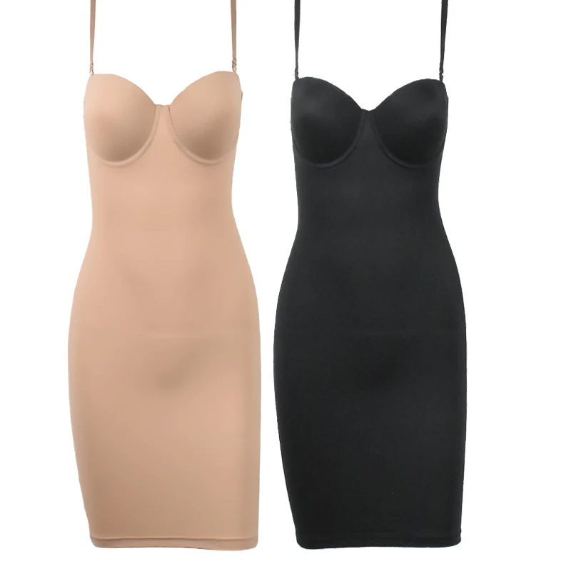 Slimming Full Length Shapewear Slips Nude Straight Tube Dress Body Shaper...