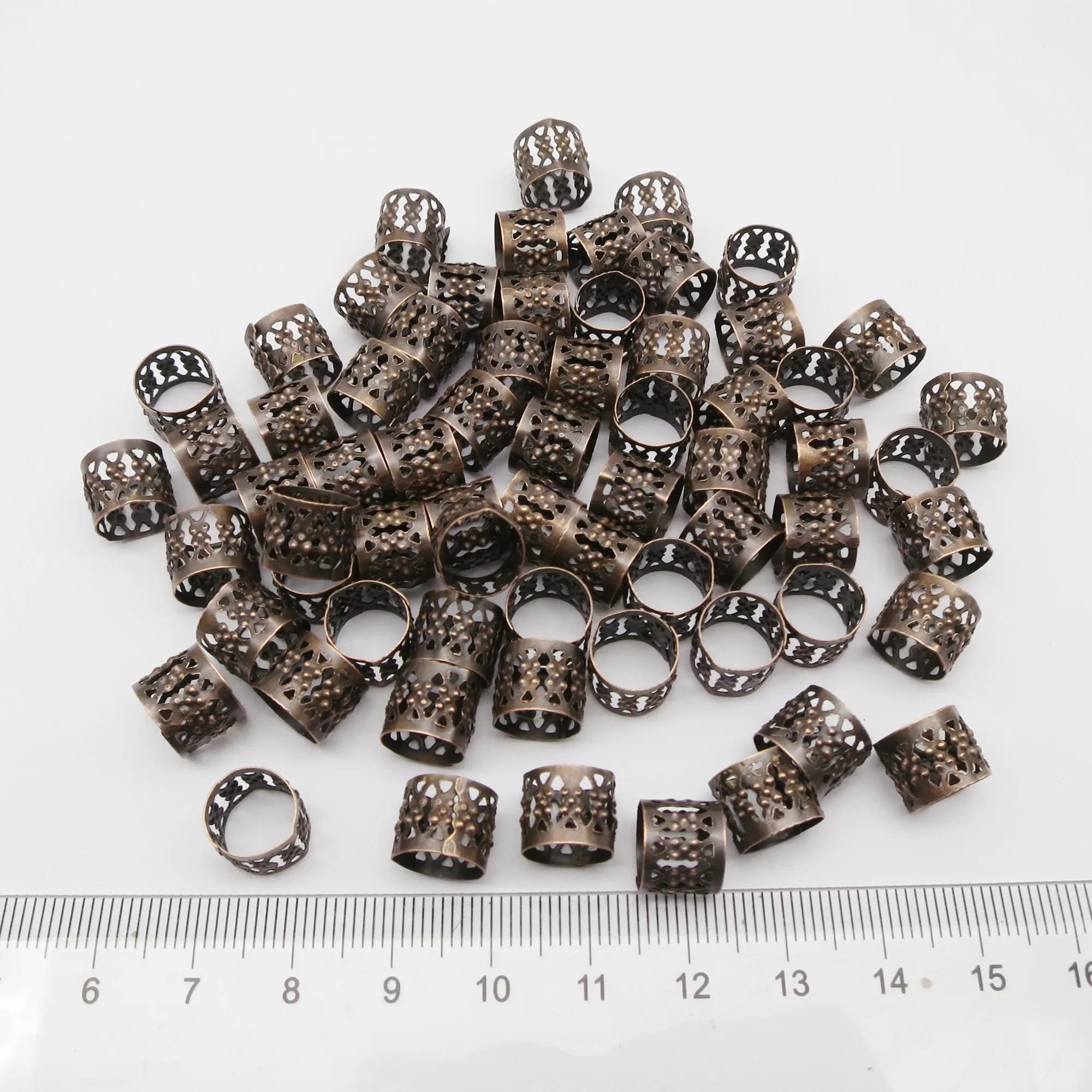 100개 마이크로 조절 가능한 헤어 브레이드 드레드락 비즈 커프스 클립 링 튜브 쥬얼리 제작 액세서리 헤어 장식