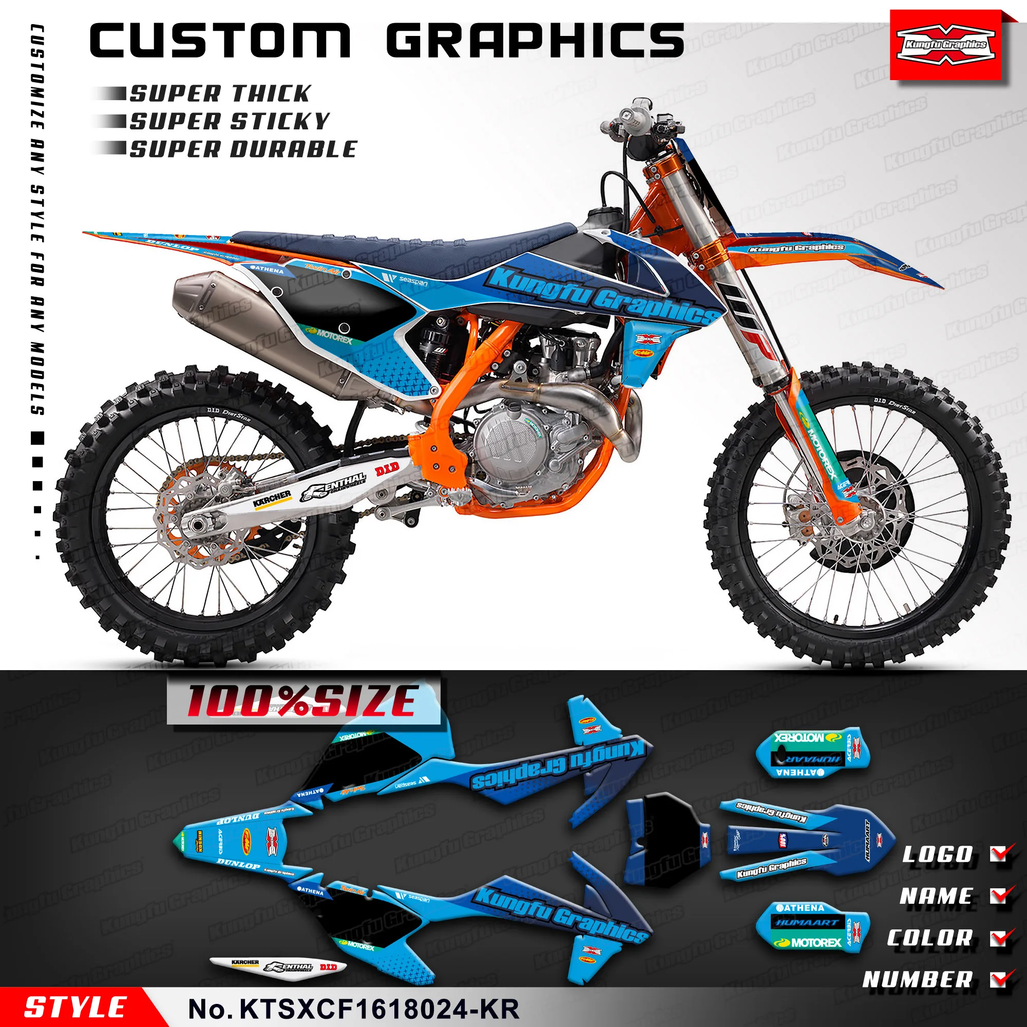 

KUNGFU GRAPHICS Motocross Stickers Kit for KTM 125 150 250 350 450 SX SXF SX-F XC XCF XC-F 2016 2017 2018 KTSXCF1618024-KR