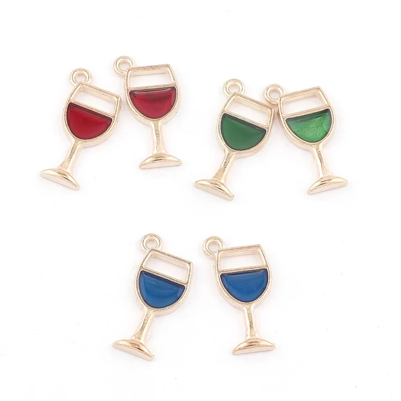 

10pcs Wine Cup Metal Alloy Enamel Charms Pendant Diy Earrings Bracelet Necklace Jewelry Making Supplies Keychain Finding