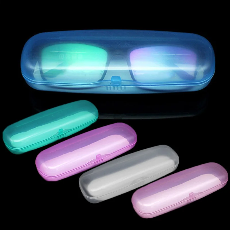 

Travel Portable Glasses Protector Box Plastic Solid Translucent Eyeglass Lens Case Snap-on Storage Reading Eyewear Cases