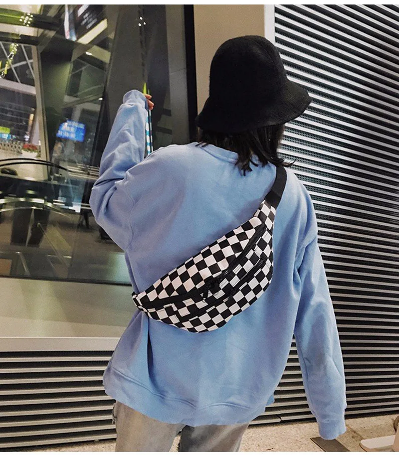 Fashion Chessboard Checker Waistpack for Women New Chest Bag Men's
