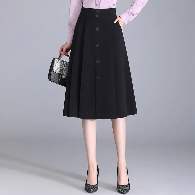 Elastic Waist Cool Touch Cavalry Twill A-Line Suit Skirt