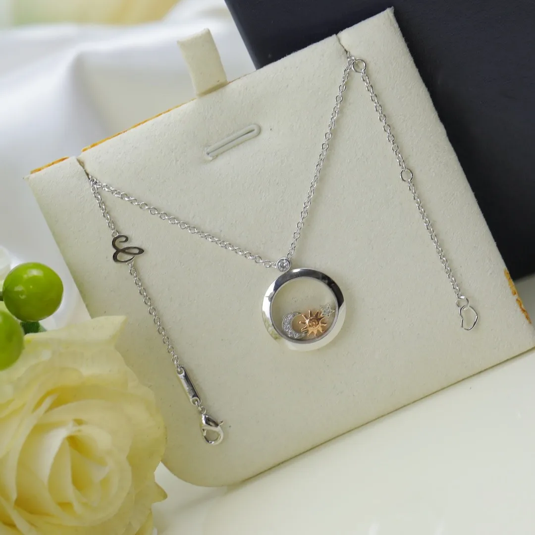 Luxury Brand Jewelry - Charming Women's Pendant 925 Sterling Silver Sun Moon Star Necklace - Free Shipping for Birthday Gifts