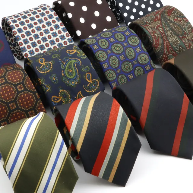New Men's Tie Cotton Classic Stripe Jacquard Red Blue Green Necktie Daily Wear Cravat Wedding Party Dress Accessories Gift