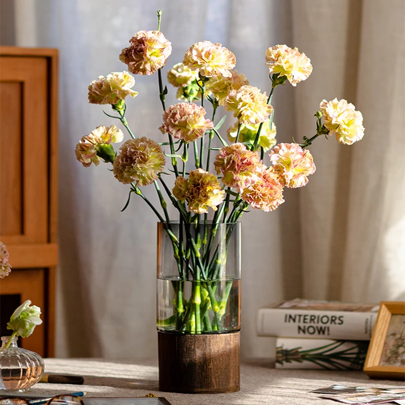 Luxury Glass Vase with Wooden Bracket High-grade Living Room Creative Transparent Flower Vessel Home Decoration Accessories Hot - Image 4