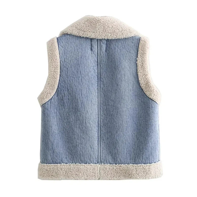 Lambwool Plush Waistcoat Jackets Women Sleeveless Thicken Double