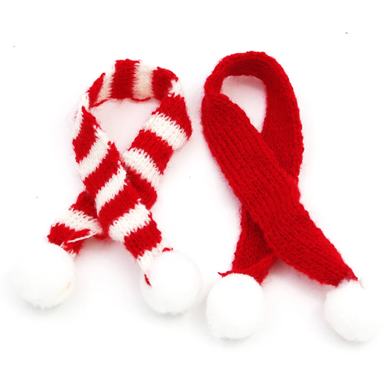 (5 Pieces/bag) 20cm Christmas Decoration Mini Knitted Scarf New Year Party Christmas Tree Photography Scene Decoration DIY