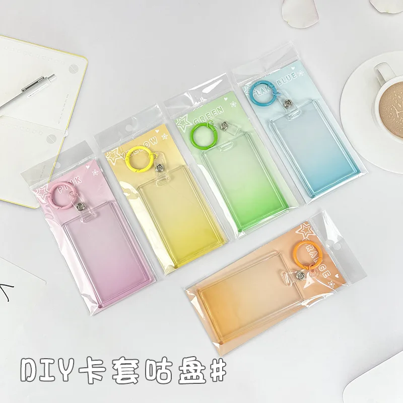 

DIY Acrylic Kpop Photocard Holder Gradient Color Transparent 3 Inch Idol Card Holder Photo Sleeves Bus Card Student Card Case