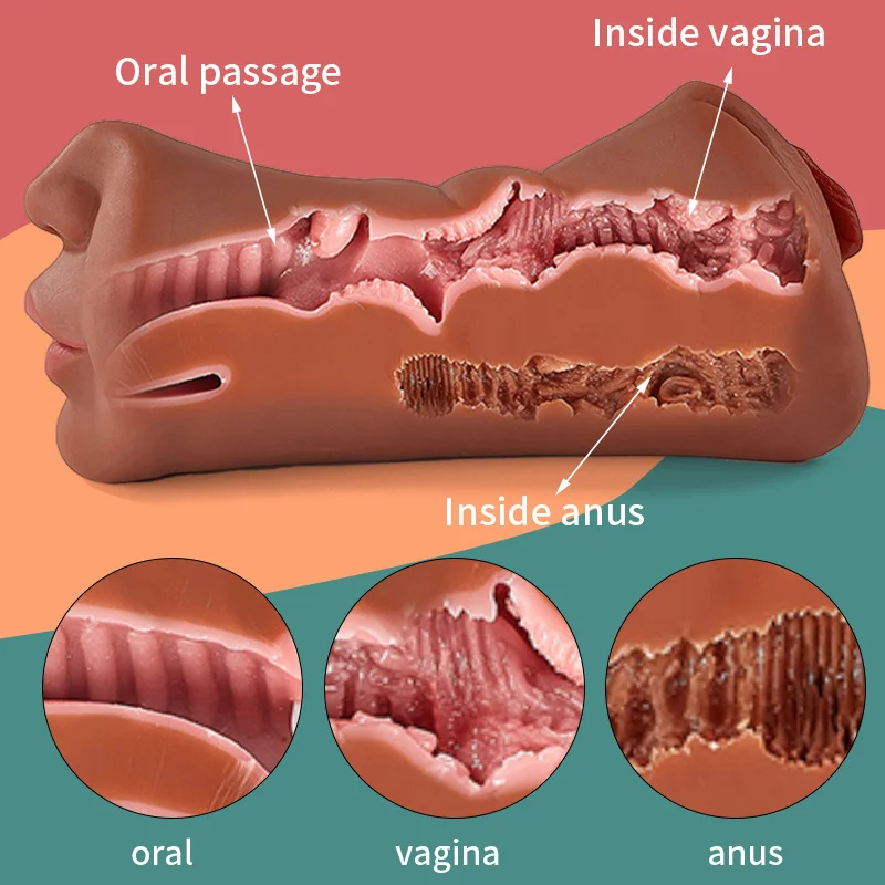 Male Masturbator 3 IN 1 Vaginal Anus Double Head for Men