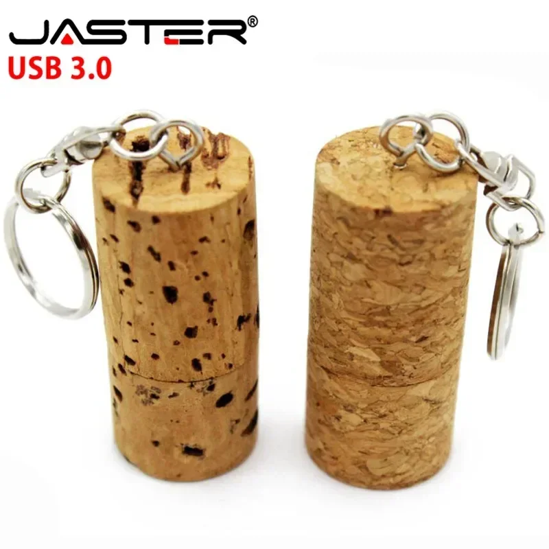 JASTER 나무 코르크 USB 3.0 플래시 드라이브, 나무 플러그, 펜드라이브, 메모리 스틱, 키 체인, 결혼 선물, U 디스크, 64GB, 32GB, 16GB, 8GB