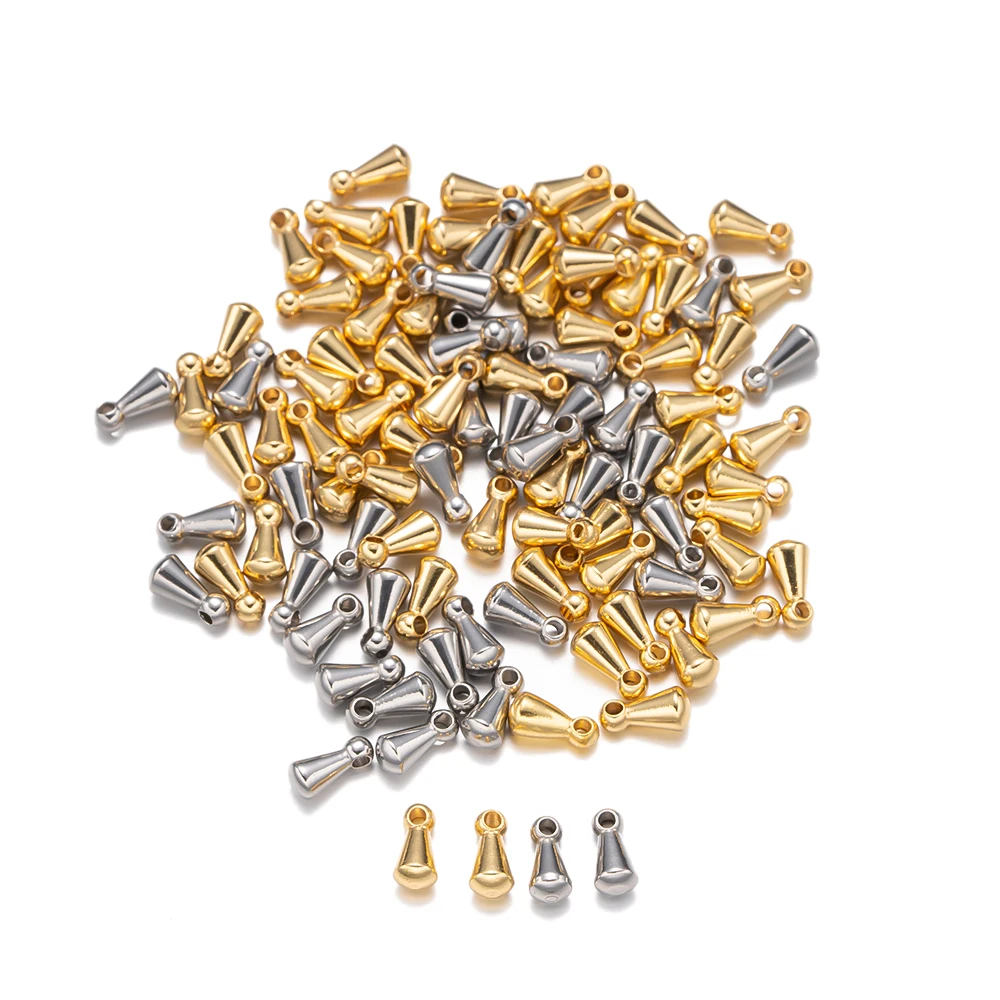 20 Stück Edelstahl Wassertropfen Kordel Charms End Bead für Halskette Armband Crimp Enden Verlängerungsketten Schwänze Verschluss Anhänger – Detail 3