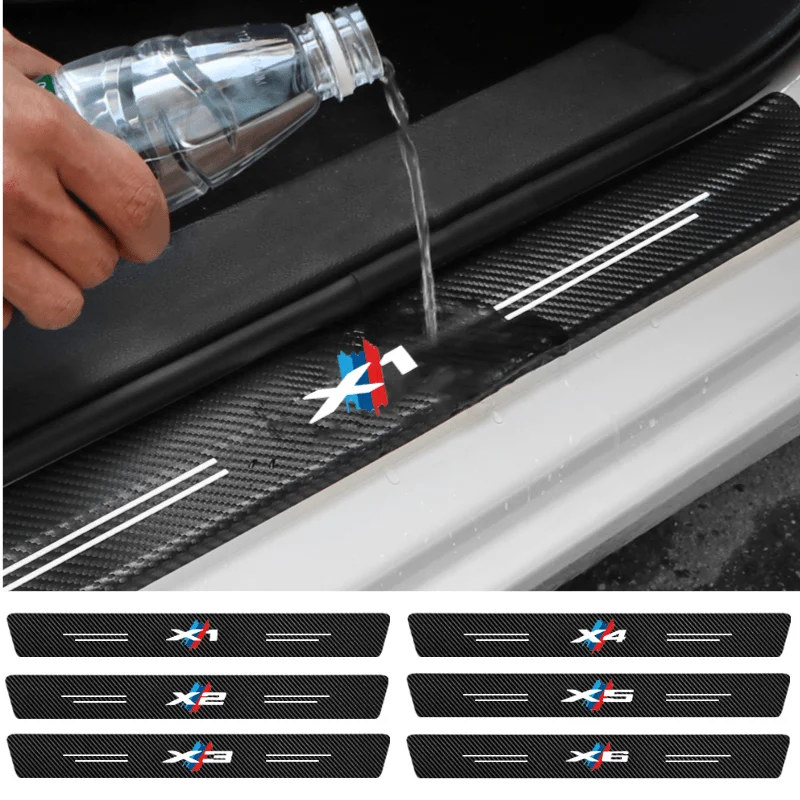Car Door Sill Carbon Leather Fiber Protector Sticker Decals for BMW X1 X2 X3 X4 X5 X6 X7 E84 E83 F48 G01 F39 F26 E70 E53 E71 F16 |