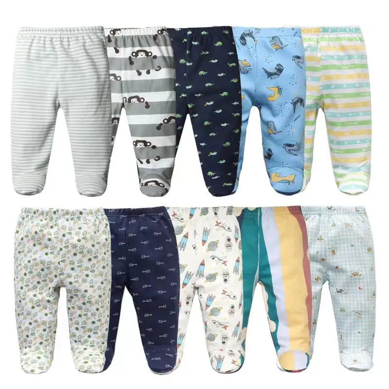 3PCS/Lot Cotton Newborn Baby Boy Girl Pants Cartoon Wrap Foot Long Trousers Spring Autumn Toddler Leggings For Girls Boys 0-12M 2