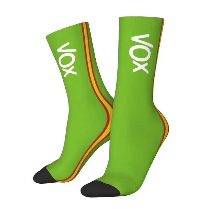 

Cute Spain Vox Stripe Flag Socks Men Women Warm 3D Printed Spanish Political Party Sports Football Socks